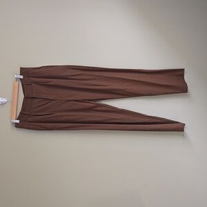 Mango Brown Pleated Ankle Taper Pants Trousers M